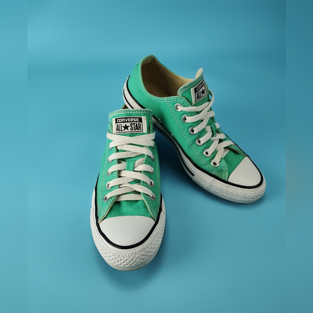 Chuck Taylor Converse All Star Sneakers Low Size Men 5 Womens 7 Mint Green Laces